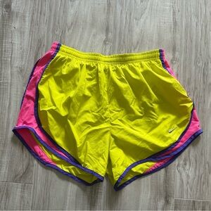 Nike Women's Athletic Shorts in Yellow and Pink